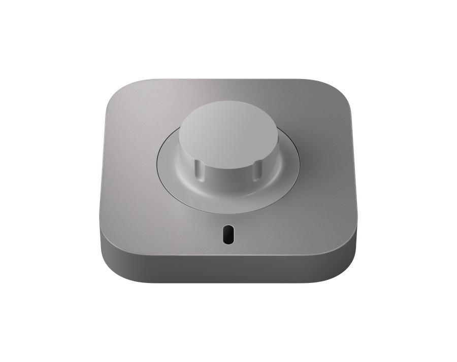 The Oura Ring charger, a small pebble with a single post to drop the ring onto.